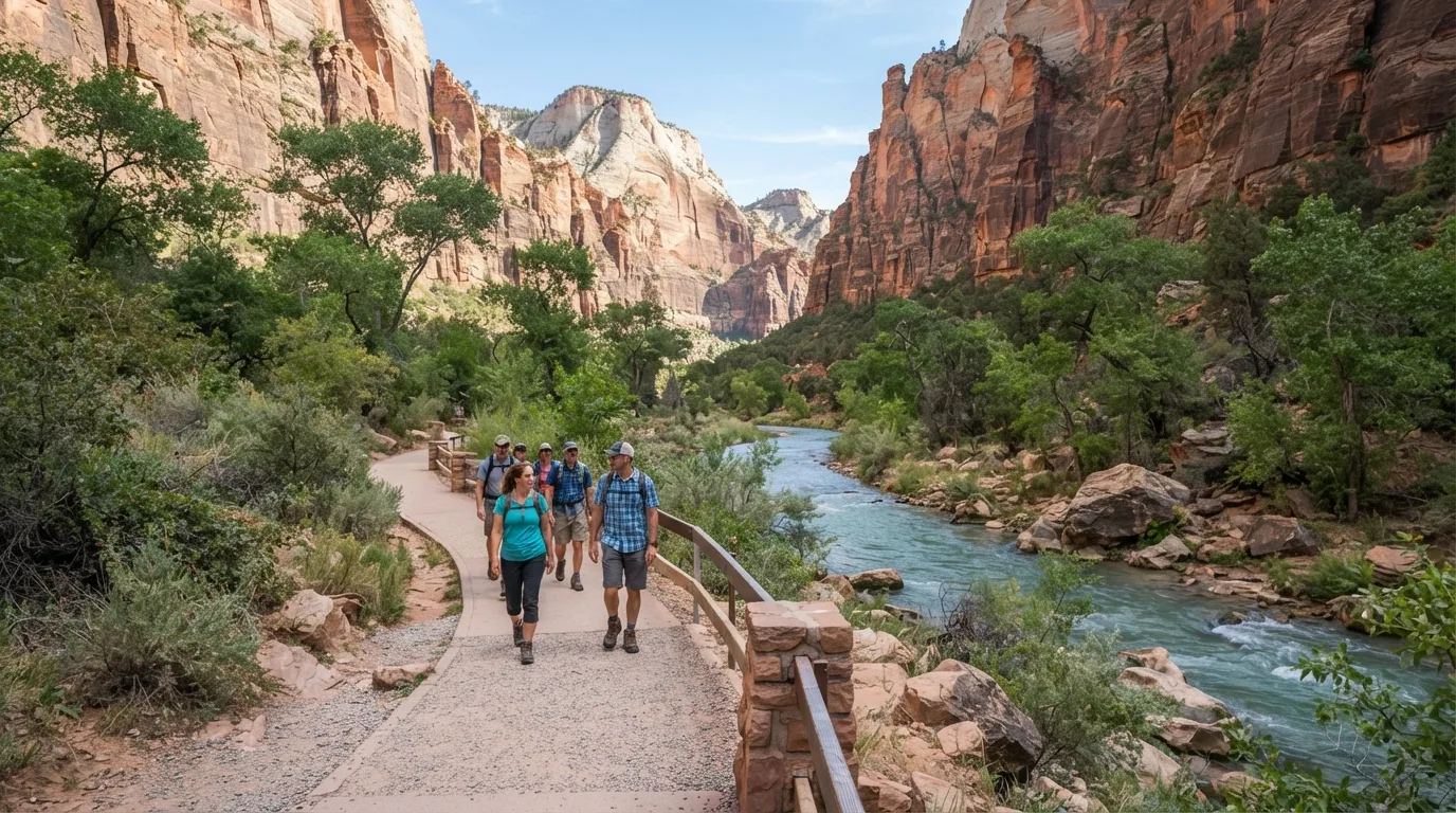 Riverside Walk in Zion hiking trail image