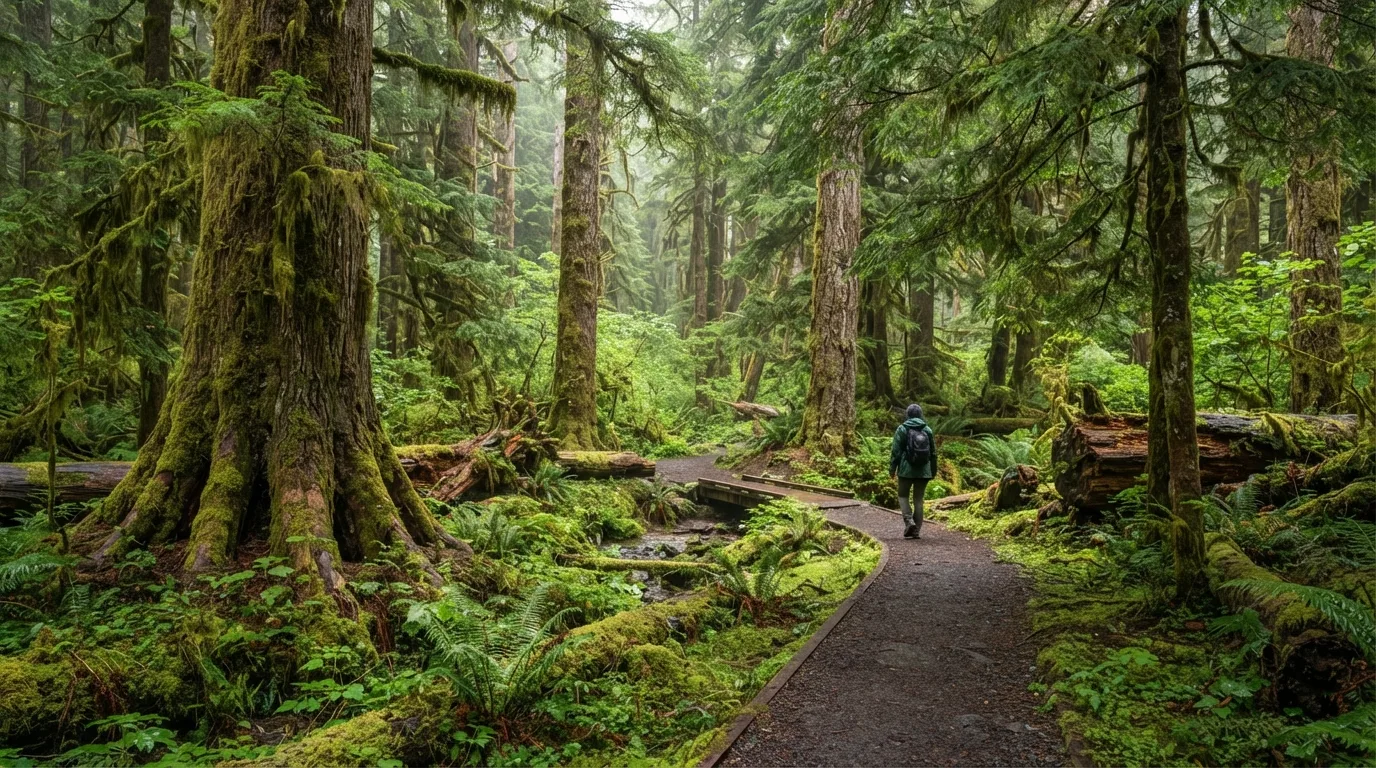 Spruce Nature Trail in the Hoh Rain Forest hiking trail image