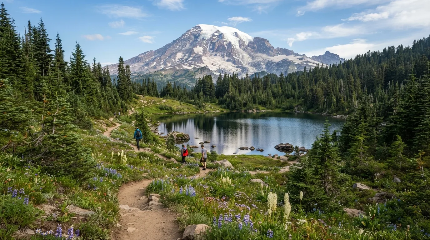 Bench and Snow Lakes Trail hiking trail image