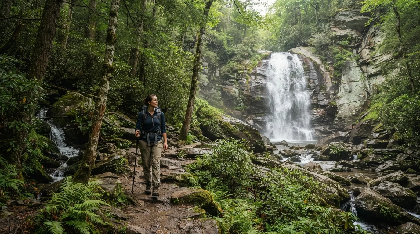 Rainbow Falls Trail in the Smokies hiking trail image